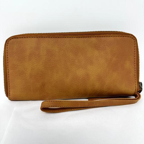 Free People Women Purse Wallet Clutch Brown Vegan Leather cardholder wristlet - Picture 5 of 8